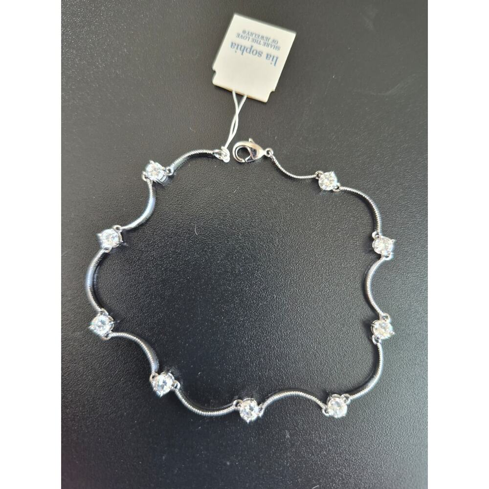 Lia Sophia Wedding Bells Cubic Zirconia Bracelet Silver Tone Dainty 8 in NWT